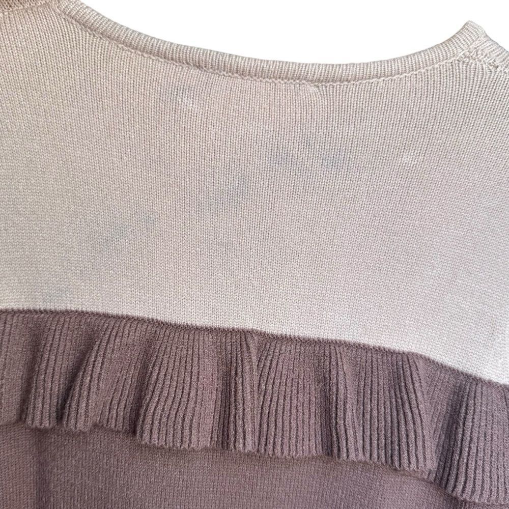 TAKE NOTE Two Tone Knit Sweater Dress Teen Girl Sz 16 Cream / Brown Ruffle - Picture 12 of 12